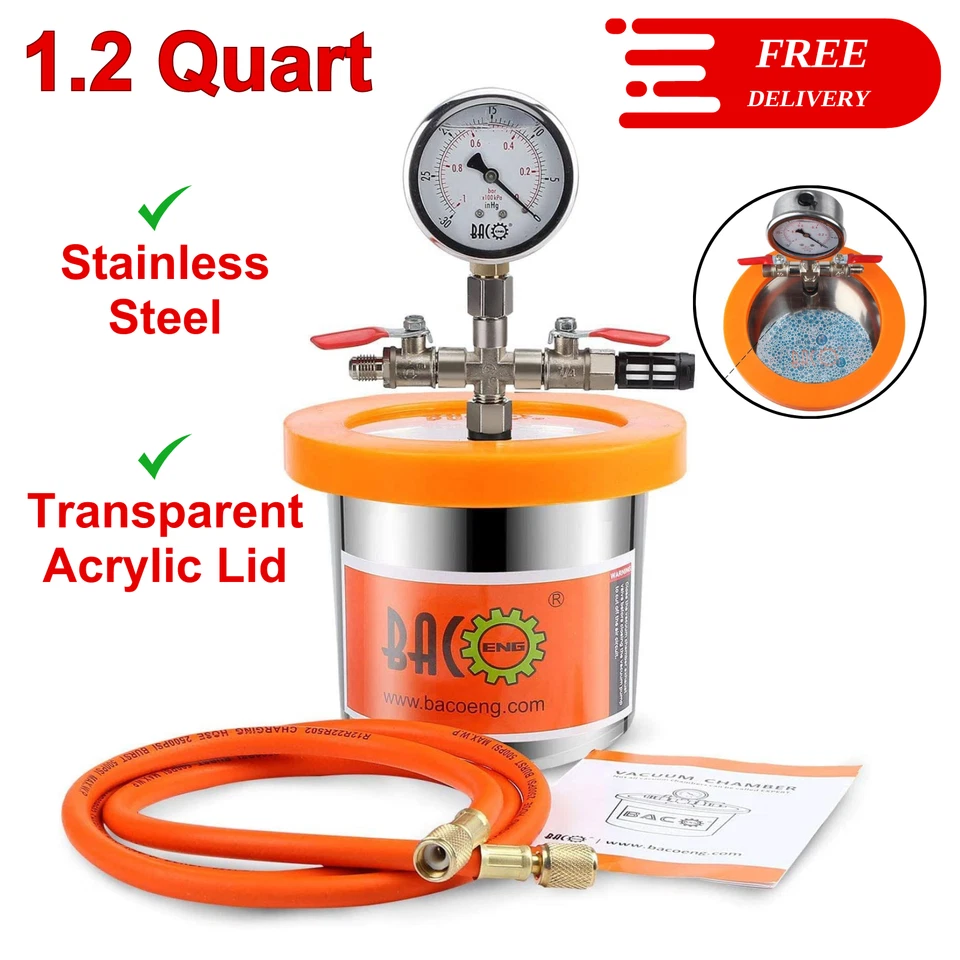 BACOENG Universal Vacuum Chamber Series Standard 1.2 Quart P0049