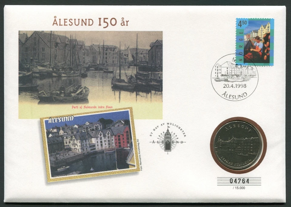 Norway Cover 1998.04.20. Ålesund 150th City Anniversary CuNi BU Medal  Official - Image 1 of 4