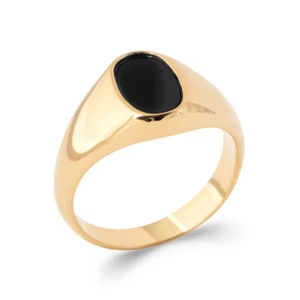 Anillo De Sello De Ónix Baño De Oro 18 CARATS Tallas A Elegir T50 A T70 Joyería - Imagen 1 de 4