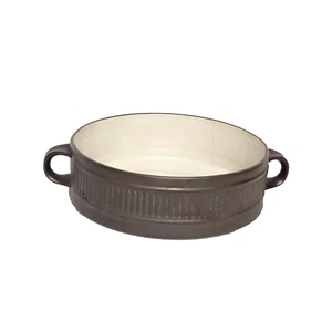 Dansk Flamestone Casserole Dish Fluted Brown Round 8" 2 Qt Denmark - Picture 1 of 10