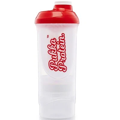 PUKKA PROTEIN Proteinshaker Flasche mit Aufbewahrungsfächern - großer 500ml Proteinmixer