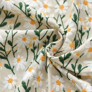 7 Colors / Nilay Embroidered Cotton Linen Fabric - Picture 1 of 12