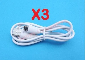 3 X USB Data Sync Charger Cable for Samsung HTC Mobile Phone Micro-B White New - Bild 1 von 3