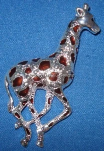 Broche firmado por KC jirafa africana manchada en fuga 6596 - Imagen 1 de 1