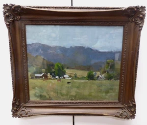 GEORGE COLVILLE AUSTRALIAN PAINTING OIL ON CANVAS TYSONE FARM BAXTER VICTORIA - Picture 1 of 11
