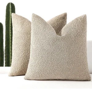 ROMANDECO Boucle Decorative Throw Pillow Covers for Couch Set of 2 18x18 inch... - Picture 1 of 4
