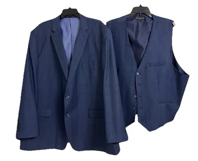 Conjunto Blazer y Chaleco Alberto Cardinali Hombres 56R Azul Glen Cuadros Calce Ajustado Traje Chaqueta Foto 1 de 4
