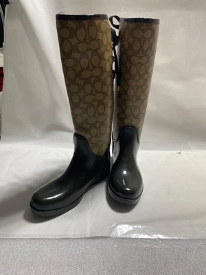 So Cute! Coach Women's Brown Tristee Wellies - Rain Style Boots Size 7B - Изображение 1 из 4