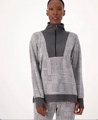 Pullover Henley Cuddl Duds Comfortwear media cremallera Plus 1X bloque de madera gris A517667 Foto 1 de 3