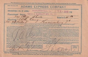 1910 Adams Express Company - American Express - Charlottesville, VA - Picture 1 of 1