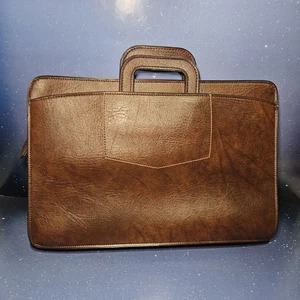 Vintage PEGASUS Brown Leather Briefcase Portfolio Laptop Case Folio Bag Attache - Picture 1 of 9