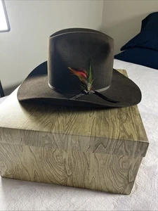 Cappello western John B Stetson 3X castoro 7 1/8 marrone cowboy timbrato usato in ottime condizioni - Foto 1 di 13