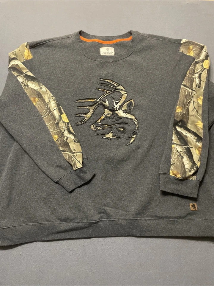 Legendary Whitetails  Sweatshirt Mens 5XL Gray/Camo Deer Hunting - Image 1 of 4