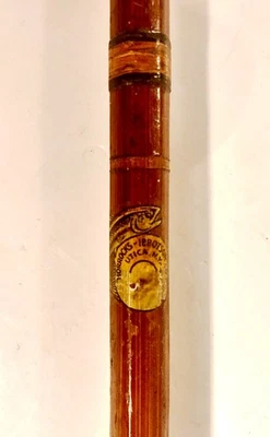 Vintage 1920's Horrocks Ibbotson 3 Piece Bamboo Fishing Rod W/ Trout Decal - Image 1 of 4