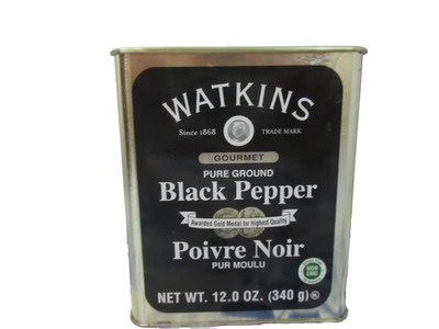 12 Ounce Ground Black Pepper  J.R. Watkins All-Natural Gourmet  - New Tin - Image 1 of 4