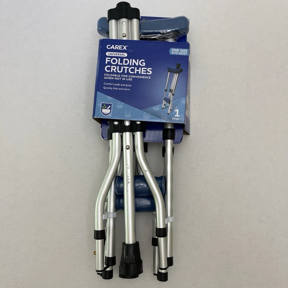 Carex Folding Crutches Comfort Pads & Grips Universal Size #A995RA