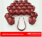 Red Wheel Bolt Nut Covers GEN2 19mm For Peugeot 106 (3 Stud) [Mk1] 91-96