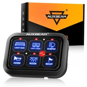 AUXBEAM 6 Gang On/Off Switch Panel Toggle Circuit Relay System Kit Blue Car Boat - Picture 1 of 12