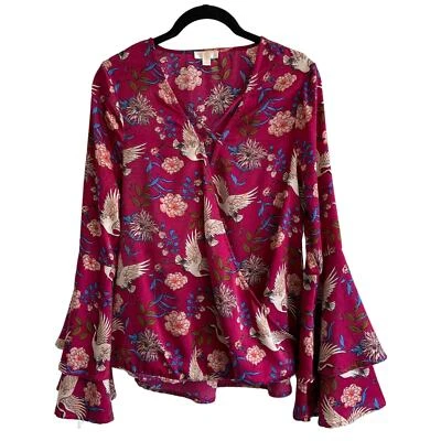 Charming Charlie Small Floral Bell Sleeve Top - Image 1 of 4