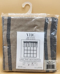 16"x60"Grain Sack Charcoal VALANCE Country Cottage Stripe Cotton VHC Brands NEW - Picture 1 of 12