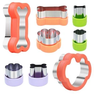 8Pcs Dog Cookie Cutter Set - Dog Bone and Dog Paw Print Cookie Mold for Homemade - Picture 1 of 8
