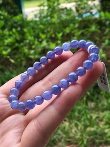 Bracciale Perline Pietra Preziosa Zoisite Naturale 7,5 mm Tanzania Tanzanite Blu Zoisite AAA - Foto 1 di 2