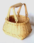 Handmade Woven Wood Gathering Basket Square Bottom Round Top Double Handles