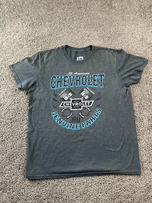Camisa Chevrolet Para Hombre Grande Gris Azul Cabezas de Pistón Chevy GM Manga Corta Foto 1 de 4