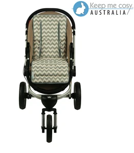 Keep Me Cosy™  Pram Liner Universal fit Reversible, cotton - Grey Chevron design - Picture 1 of 6