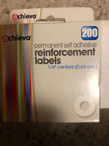 Achieva Etichette Rinforzo Autoadesive Permanenti 1/4" Centri 3 scatole da 200 - Foto 1 di 1