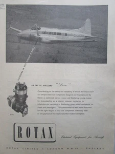 5/1946 PUB ROTAX ELECTRICAL EQUIPMENT DE HAVILLAND DOVE AIRCRAFT ORIGINAL AD - Picture 1 of 2