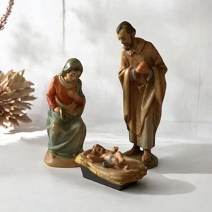 ANRI Italy Karl Kuolt Wood Carved 3" Nativity Figurine Set Lot Holy Family - Picture 1 of 11