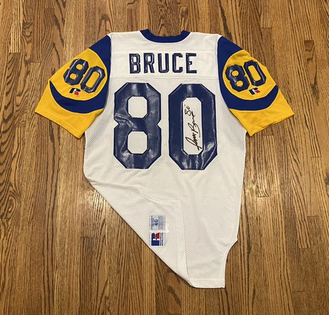 Los Angeles St Louis Rams Isaac Bruce Vintage Russell Signed NFL Football Jersey Cover