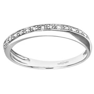 9ct White Gold Diamond Pave Set Crossover Effect Half Eternity Ring By Naava - Picture 1 of 8