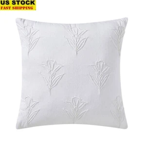 Floral Pleated Cotton Decorative Pillow Removable Cover Sofa Couch Chair Indoor - Picture 1 of 8