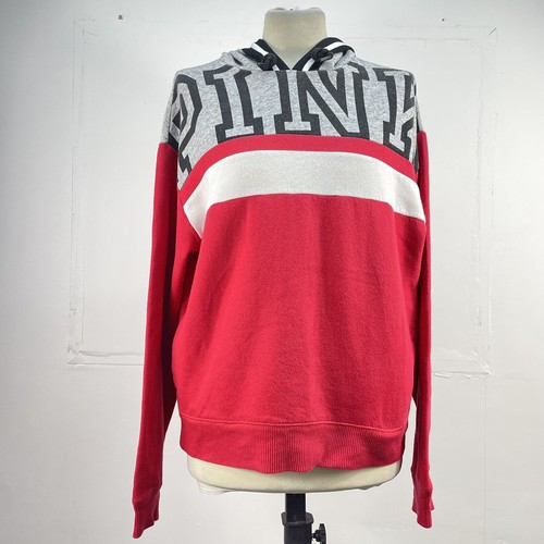 UNDERCOVER Felpa donna rossa oversize con cappuccio taglia UK S rosa logo Victoria Secret policotone grigio