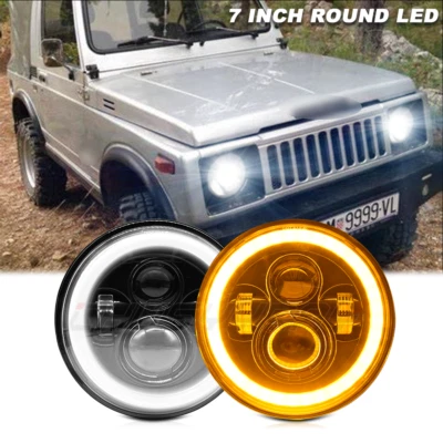 Par de faros redondos LED DRL haz alto/bajo x2 para Suzuki Samurai SJ410 7 pulgadas Foto 1 de 4