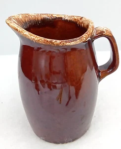 Hull Pottery Brown Drip Creamer Pitcher Handle Tan Rim Stoneware Vintage USA 4" - Picture 1 of 7