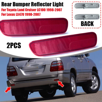 2X Reflector de luz de freno de parachoques trasero rojo para Toyota Land Cruiser LC100 1998-2007 Foto 1 de 4