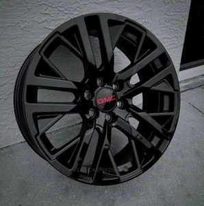 GLOSS BLACK DENALI STYLE WHEELS 20X9 FITS: 1999-2025 GMC SIERRA/YUKON - Picture 1 of 4