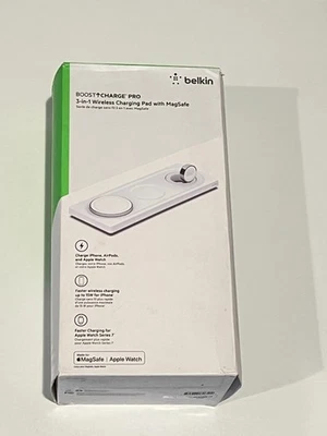 Belkin Boost Charge Pro 3 em 1 almofada de carregamento sem fio com Magsafe - Branco USADO - Imagem 1 de 2