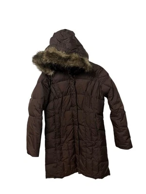 Eddie Bauer  Down Lodge Duffle Puffer Coat Women’s Petite Small Brown - Image 1 of 4