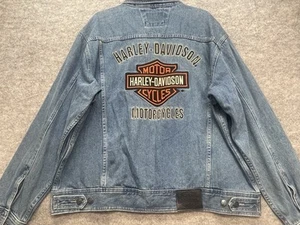 Harley Davidson Jacket Mens Size XL Extra Large Bar & Shield Denim Blue Jean - Picture 1 of 22