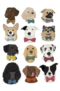 Dogs in Bow Ties Art Print by Hanna Melin 11 x 14 in. Paper Size New Unframed - Picture 1 of 1