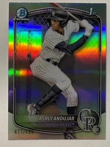 2025 Bowman Chrome Ashly Andujar rifrattore non automatico BCP-20 #/499 Rockies 1° RC - Foto 1 di 2