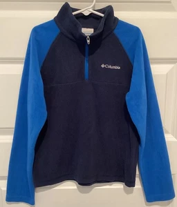 Columbia Kids Boys Sweatshirt With High Neck And Zipper Size 7/8 Blue - Picture 1 of 7