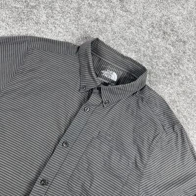 North Face Button Down Shirt Mens Medium Stripe Long Sleeve Outdoors Gray - Image 1 of 4