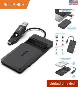 Compact 2.5 Inch USB Type-C/Type-A Hard Drive Enclosure with 6 Gbps Speed - Afbeelding 1 van 9