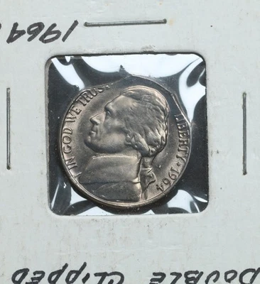 1964 D 5c Jefferson Nickel BU Error Coin Double Clipped Planchette Better Steps - Image 1 of 2