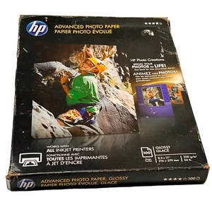 HP ADVANCED PHOTO PAPER GLOSSY Q7854A 100 SHEETS NEW open box damaged pics art - Picture 1 of 13